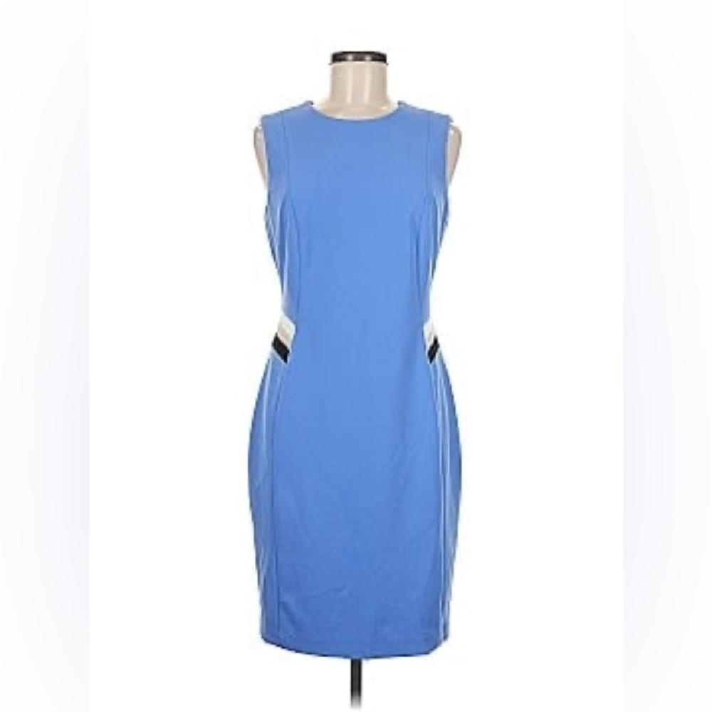NWT Tommy Hilfiger Blue Mini Dress 8 | Chic Colorblock White & Black Accents